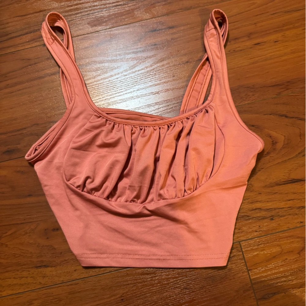 Coral Ruched Crop Top